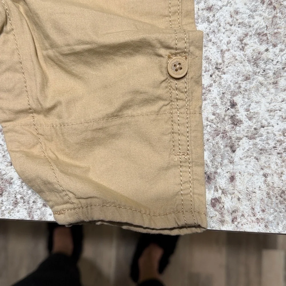 OshKosh B'gosh Beige Overalls with Green Plaid Shirt
